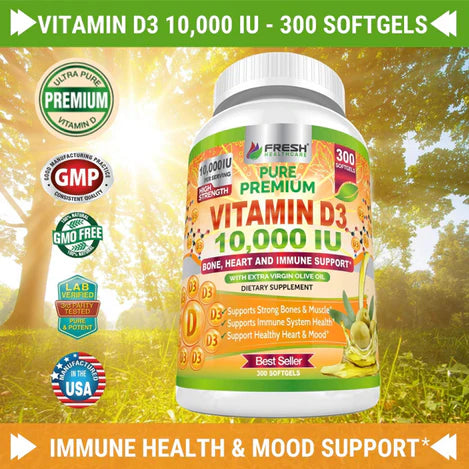 Fresh Healthcare Natural Vitamin D3 10,000 IU Softgels