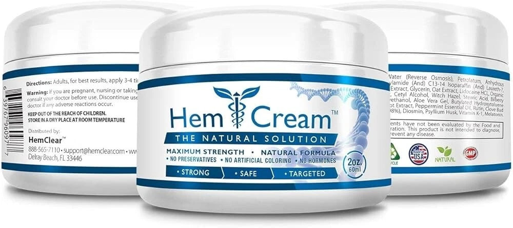 Hem Cream Vegan & Herbal 100% Natural Formula for Hemorrhoid Relief