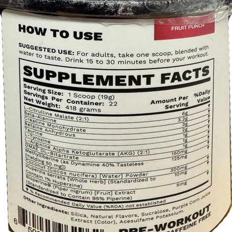 BlackWolf Pre-Workout Caffeine Free 22 Servings