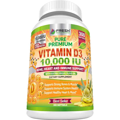 Fresh Healthcare Natural Vitamin D3 10,000 IU Softgels