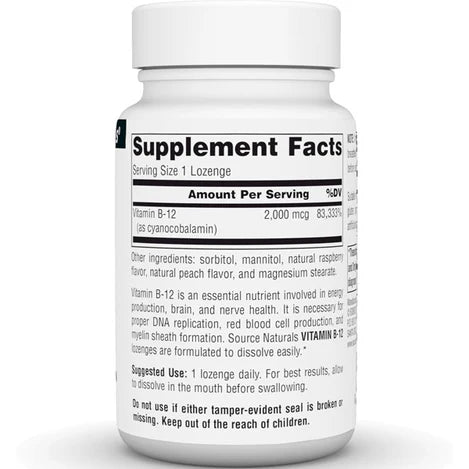 Source Naturals Vitamin B-12 2000mcg 100 Lozenges